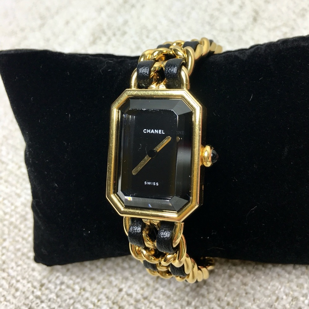 Authentic CHANEL Premiere watch gold black Large size - Picture 1 of 16